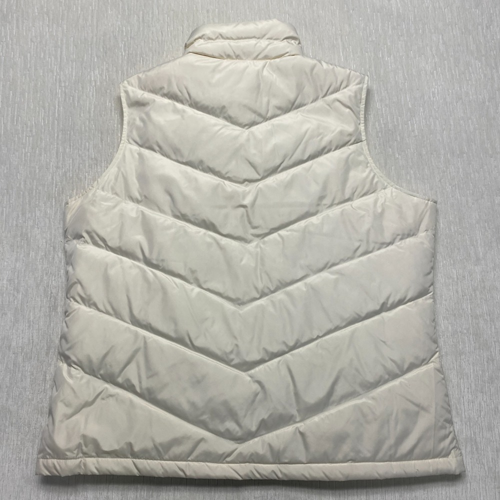 Lands' End Down Filled Puffer Vest Womens XL Cream Softshell Full Zip Outdoor - Picture 10 of 12